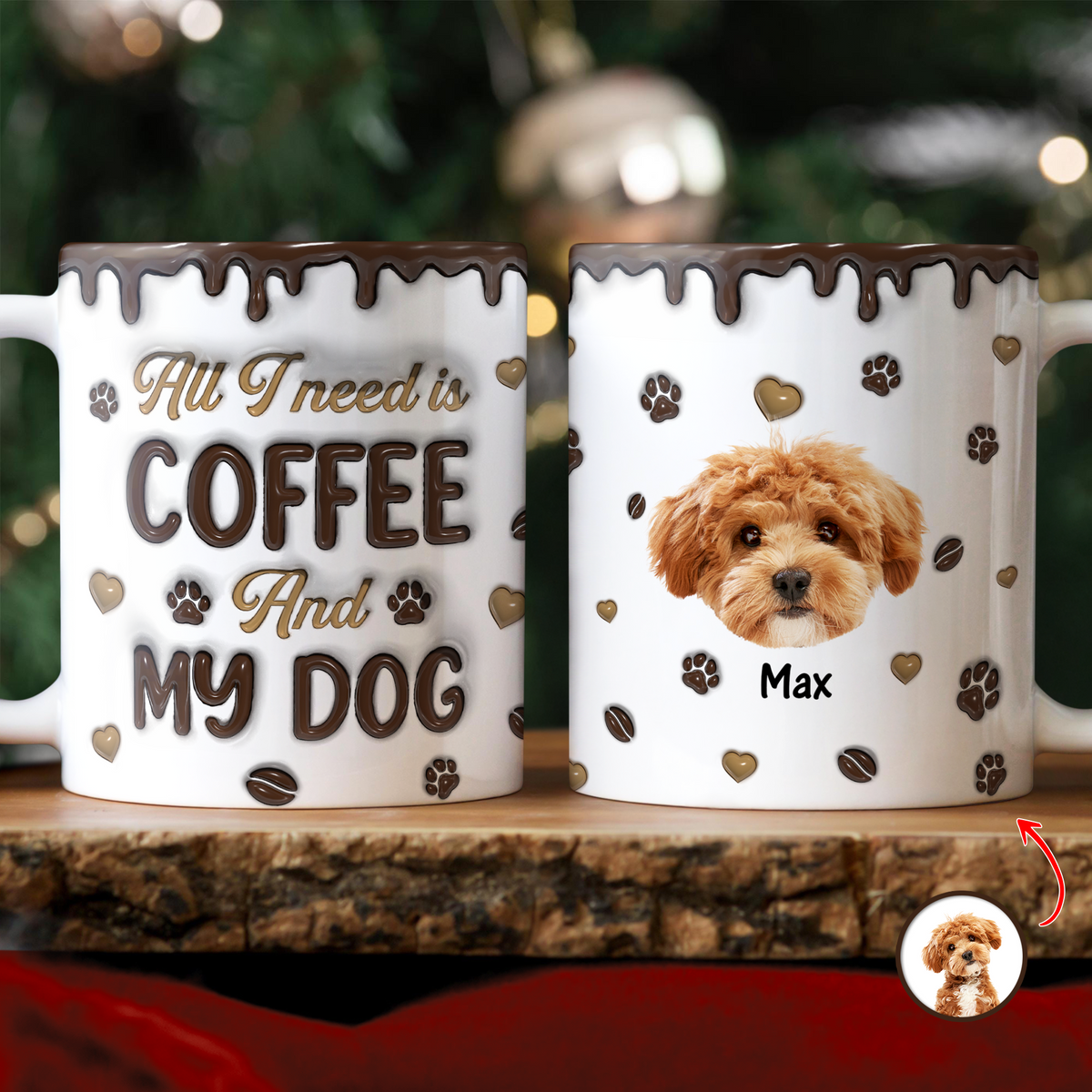 Custom Photo Coffee And Dog - Personalized 3D Inflated Effect Mug LM32 895129