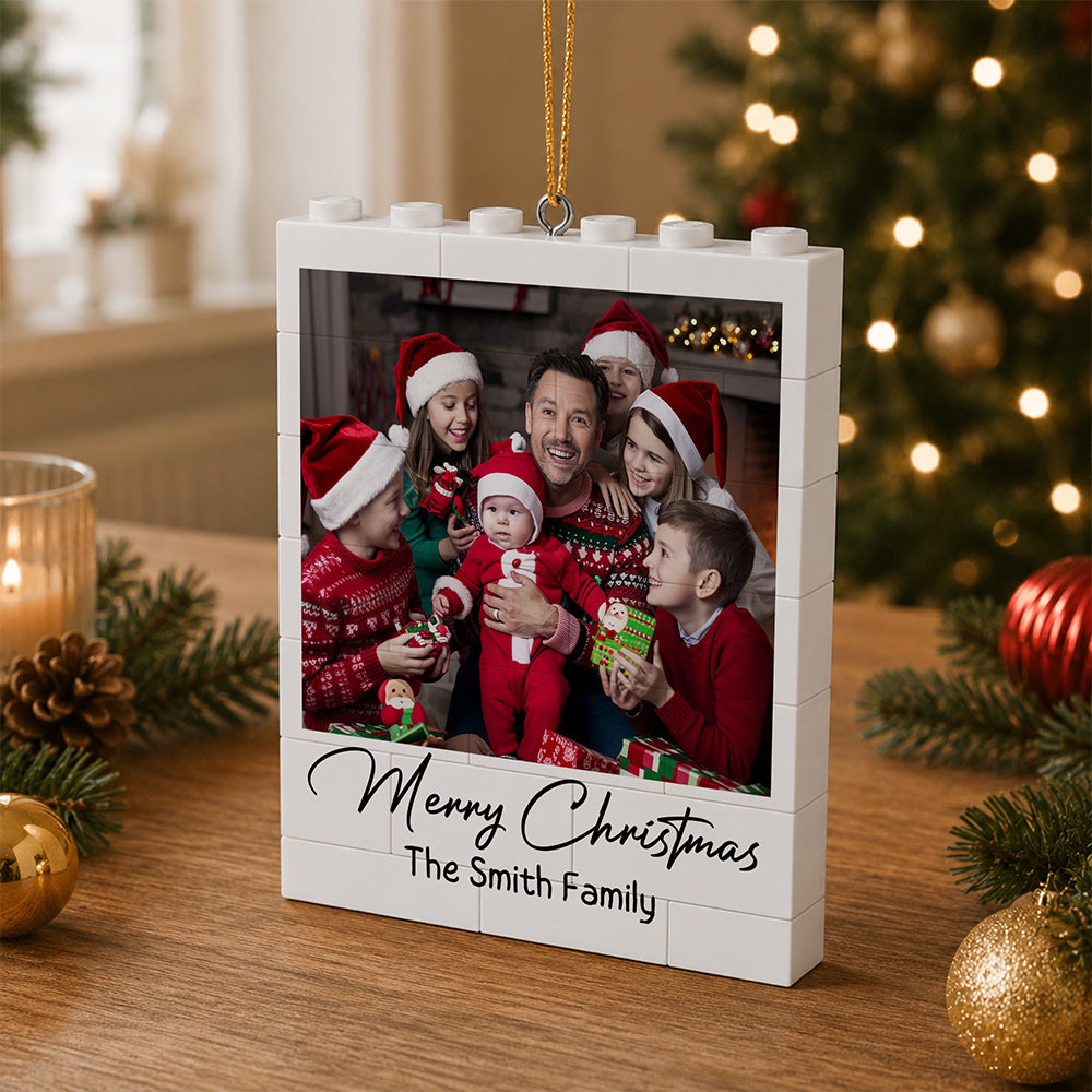 Custom Photo Merry Christmas Building Blocks Ornament TH10 170647