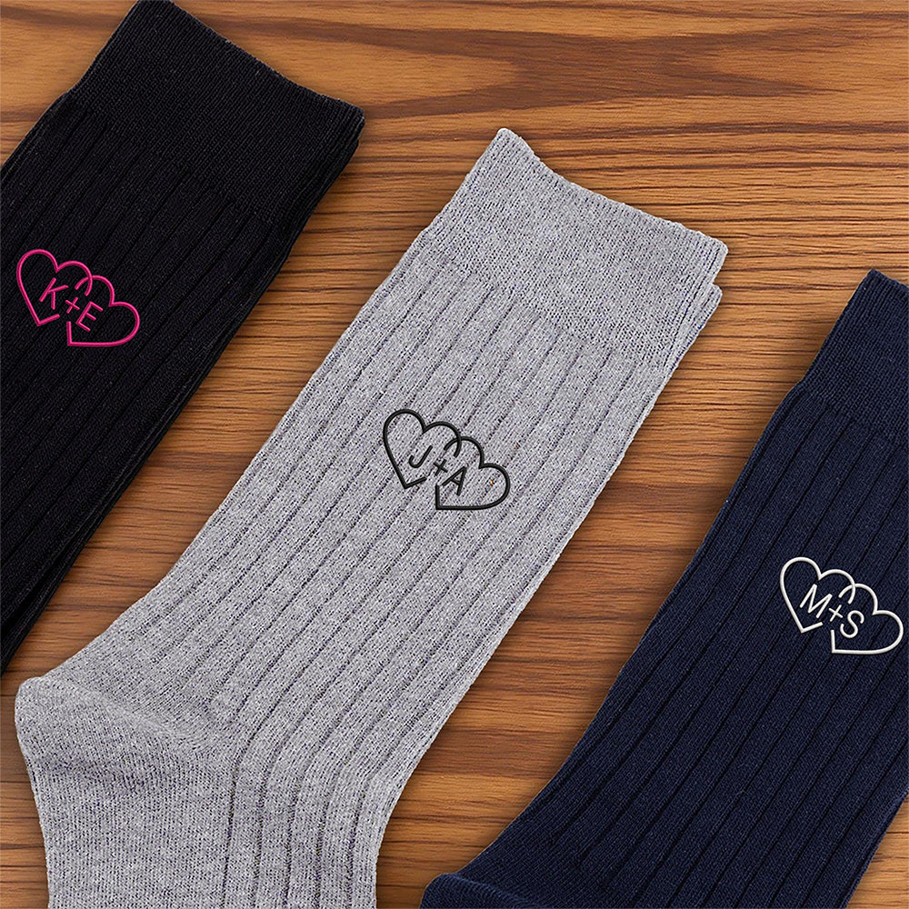 Personalized Couple Initials Embroidered Socks for Couples, Matching Anniversary Gift CH07 180482