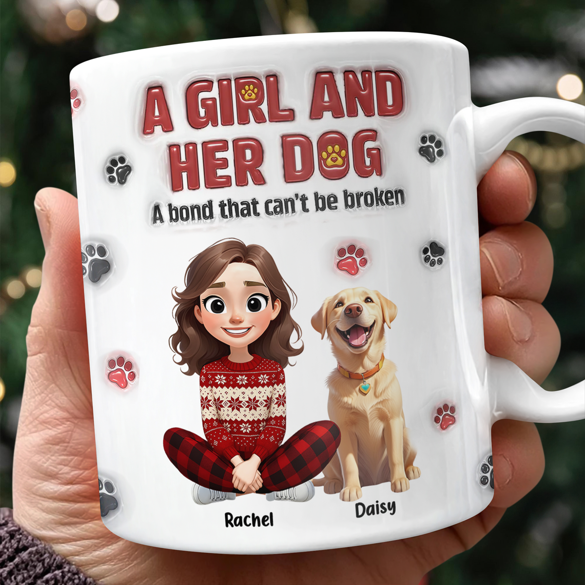 Personalized A Girl And Her Dog Version 3D Inflated Effect Mug HA75 898070