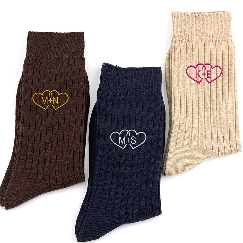 Personalized Couple Initials Embroidered Socks for Couples, Matching Anniversary Gift CH07 180482