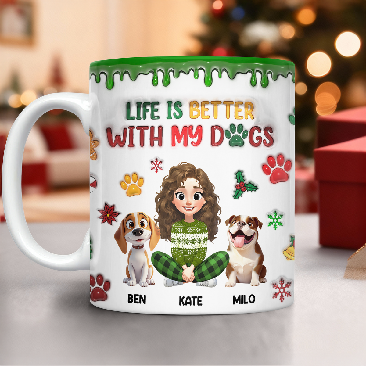 Custom Pet Photo Life Is Better With My Dogs Personalized 3D Inflated Effect Mug CH07 896556