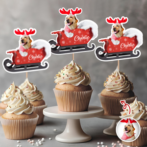 Custom Dog Photo Santa Cupcake Cupcake Toppers HO82 894580