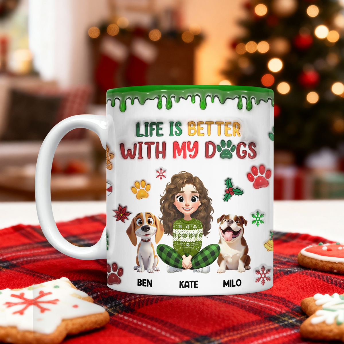 Custom Pet Photo Life Is Better With My Dogs Personalized 3D Inflated Effect Mug CH07 896556