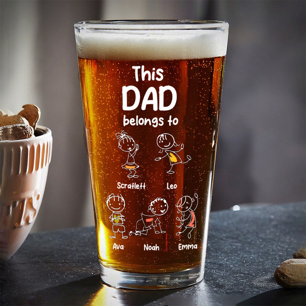 Personalized This Grandpa Belongs To Grandchildren Print Beer Glass HA75 892212