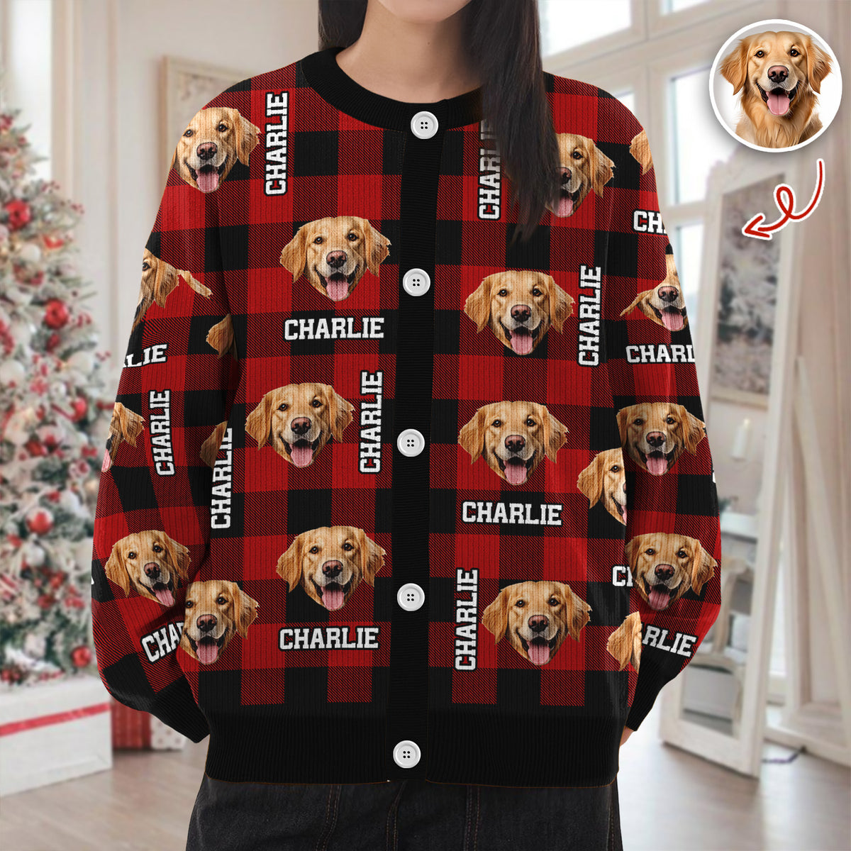 Custom Dog Cat Face Photo And Name Ugly Cardigan For Dog/Cat Lover TH10 896345