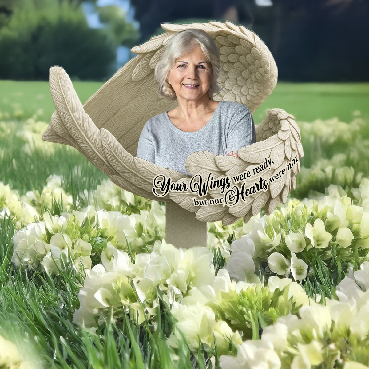 Custom Photo Your Wings Were Ready Memorial Garden Stake TH10 892843