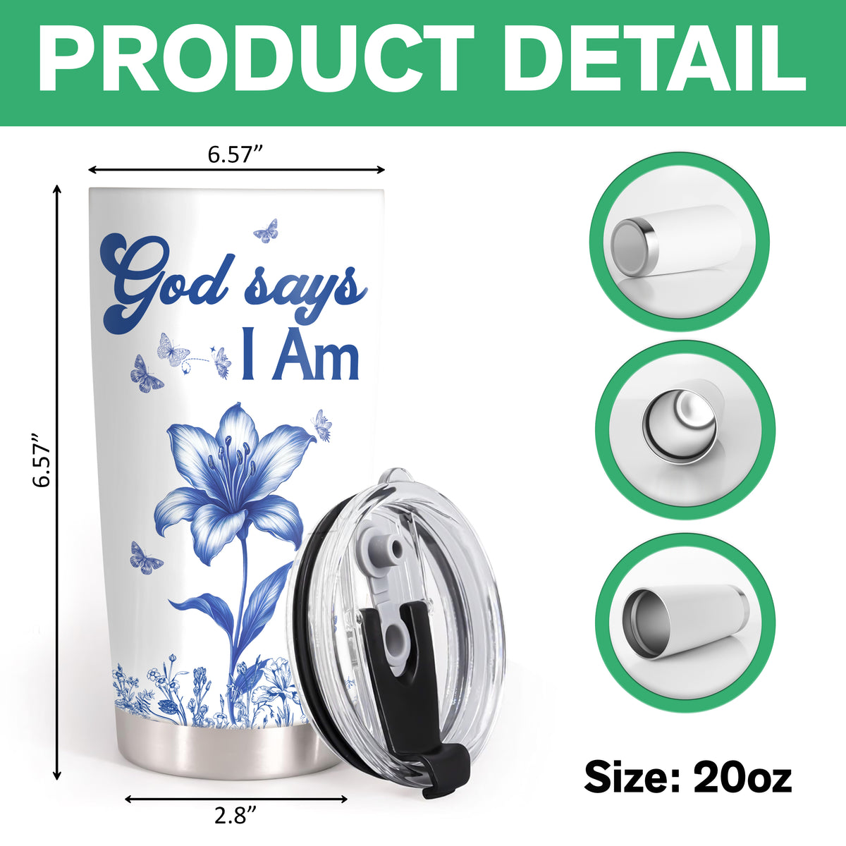 Custom Name Letter And Flower Toile De Jouy Style God Says I Am Fat Tumbler LM32 895357