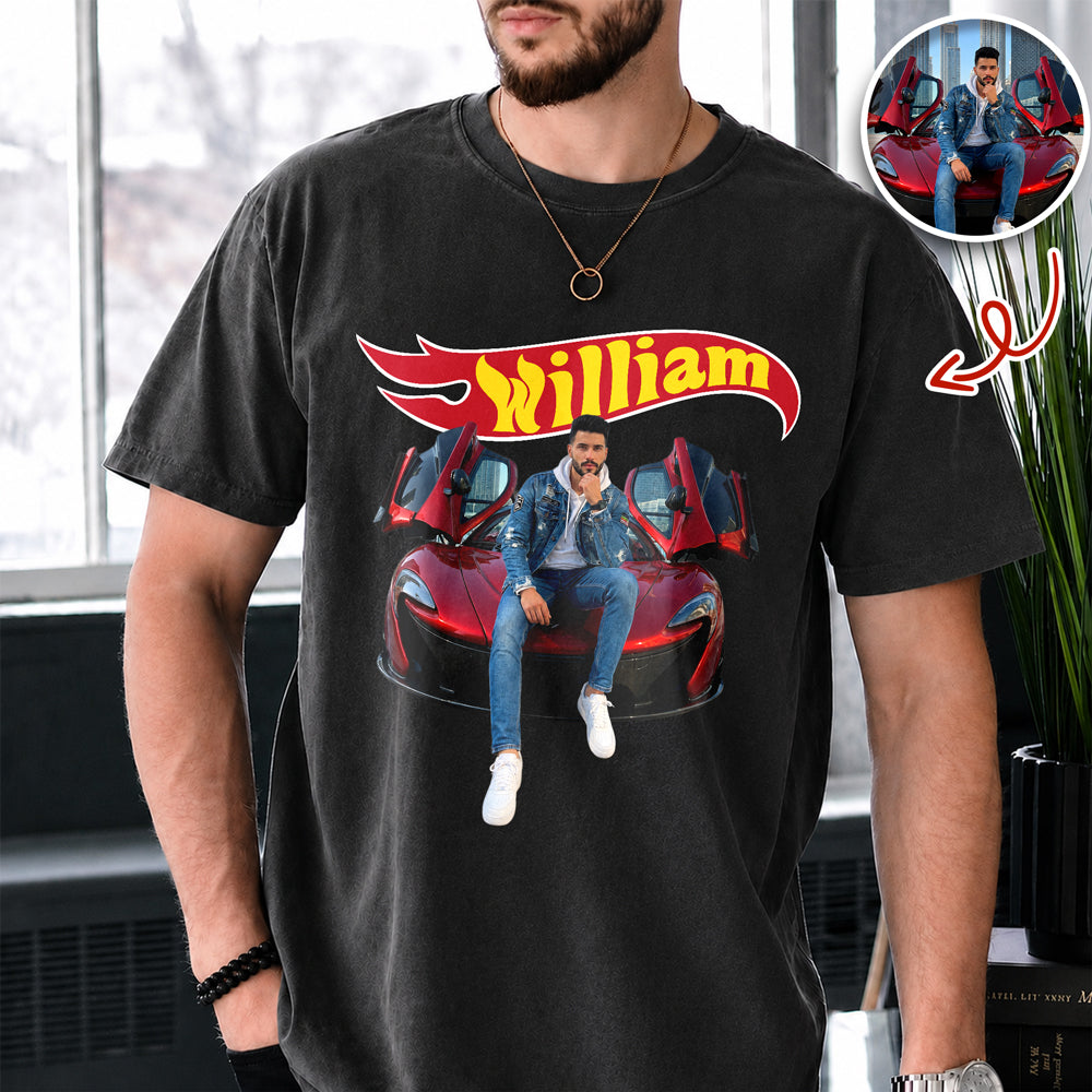 Custom Name With Car Photo Wheel Comfort Shirt CH07 180338