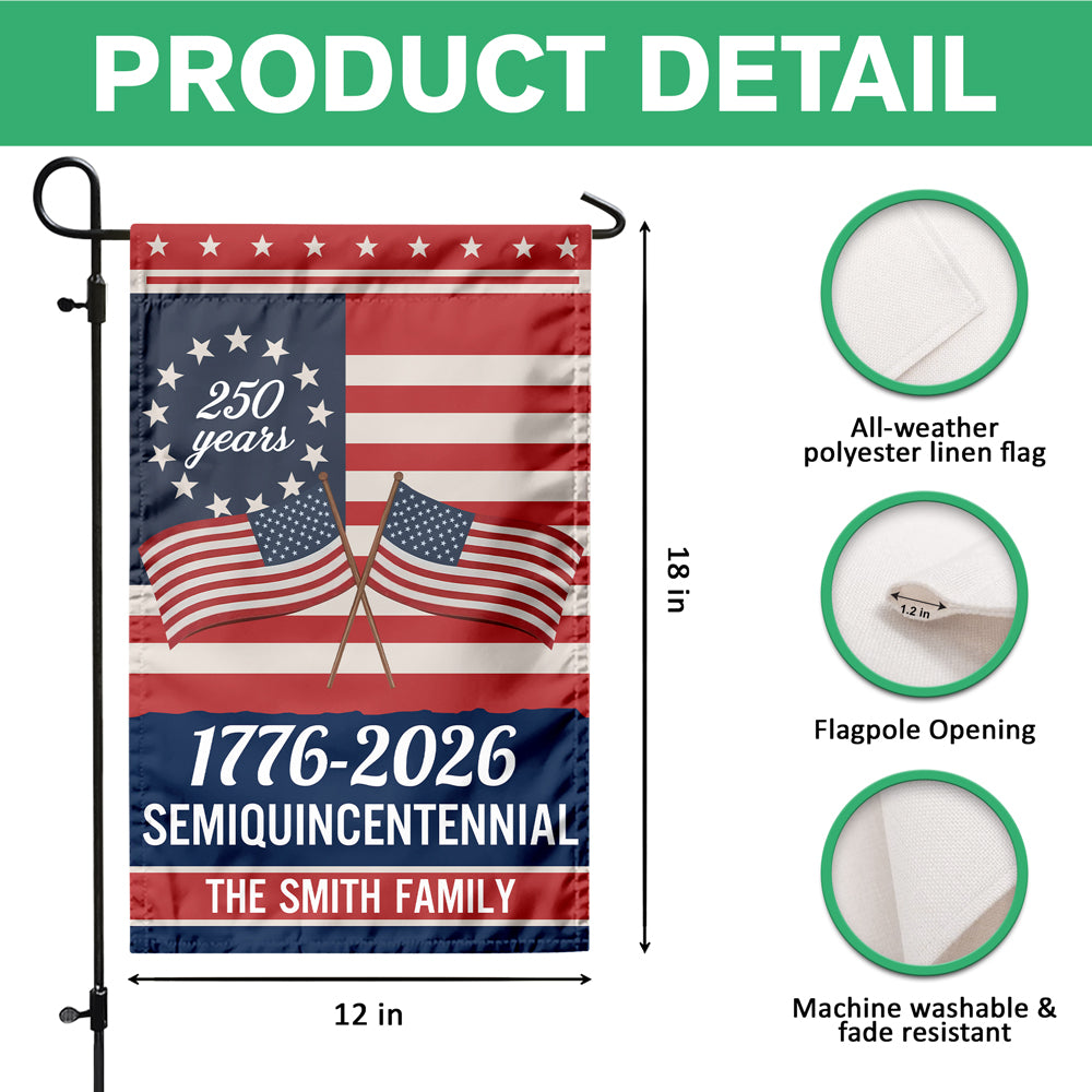 Custom Family Name Semiquincentennial 250th Anniversary Patriotic Garden Flag LM32 895865
