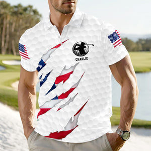 Personalized Golf Ball Pattern America Flag Polo Shirt Gift For Golfer, Golf Lovers HA75 898576