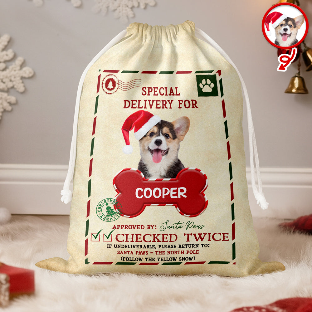 Custom Dog Photo Santa Sack Special Delivery Dog Christmas Gift Bag CH07 895760