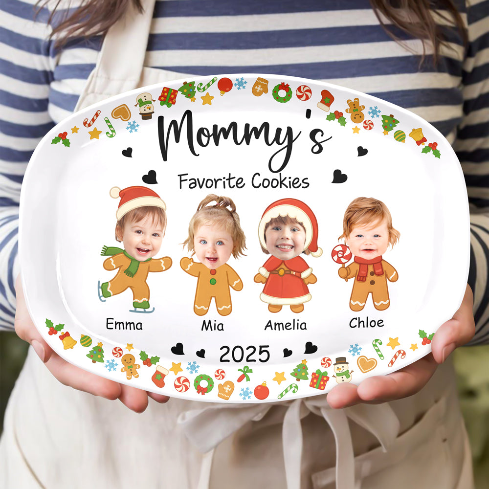 Custom Photo Grandma's Favorite Cookies Platter Christmas Gift For Mom And Grandma CH07 896184