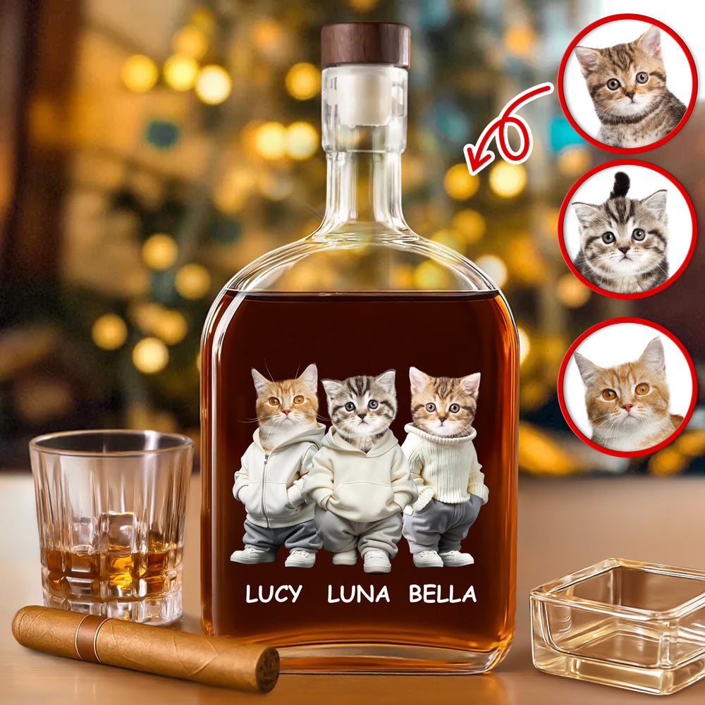 Custom Photo And Name Cat Whiskey Bottle For Cat, Pet Lovers HA75 897590