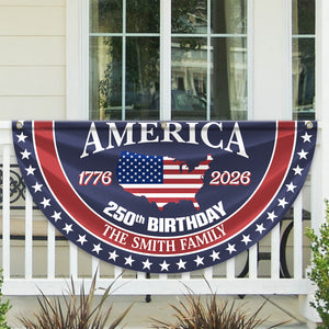 Custom Family Name America 250 Birthday 1776-2026 Pleated Fan Flag TH10 898019