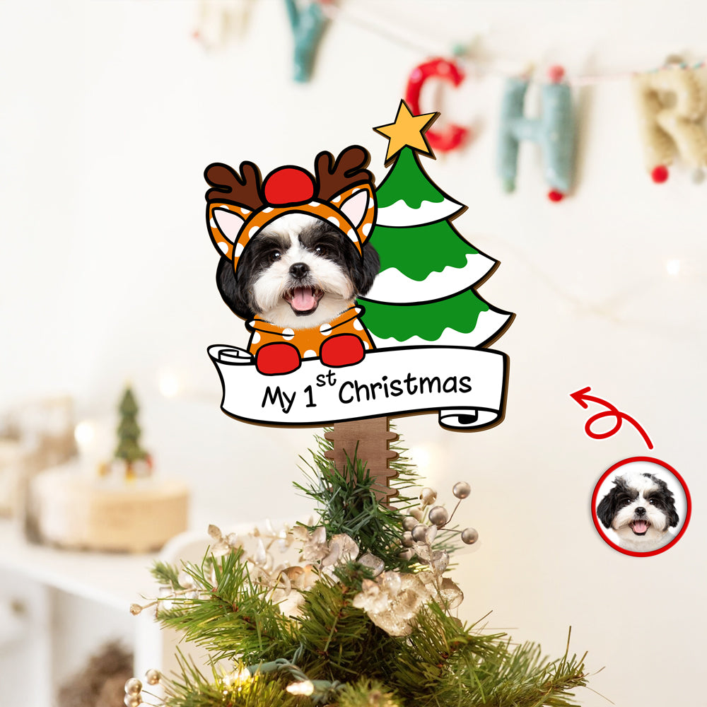 Custom Photo Dog's 1st Christmas Tree Topper Gift For Dog Lovers CH07 899206