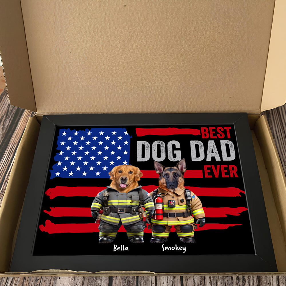 Custom Photo Best Dog Cat Dad Ever US Flag Picture Frame Uniform Ver HA75 892190