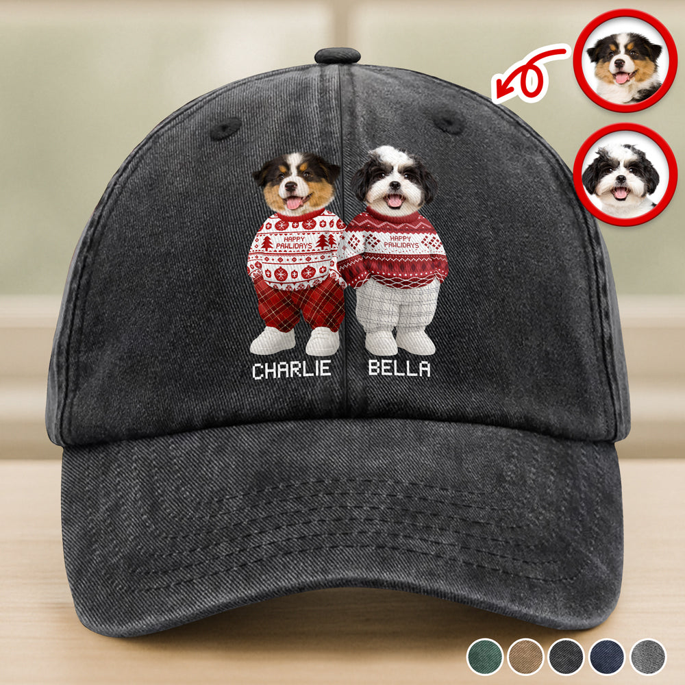 Custom Photo Dog Cat Xmas Clothes Christmas Washed Denim Baseball Cap HA75 897944