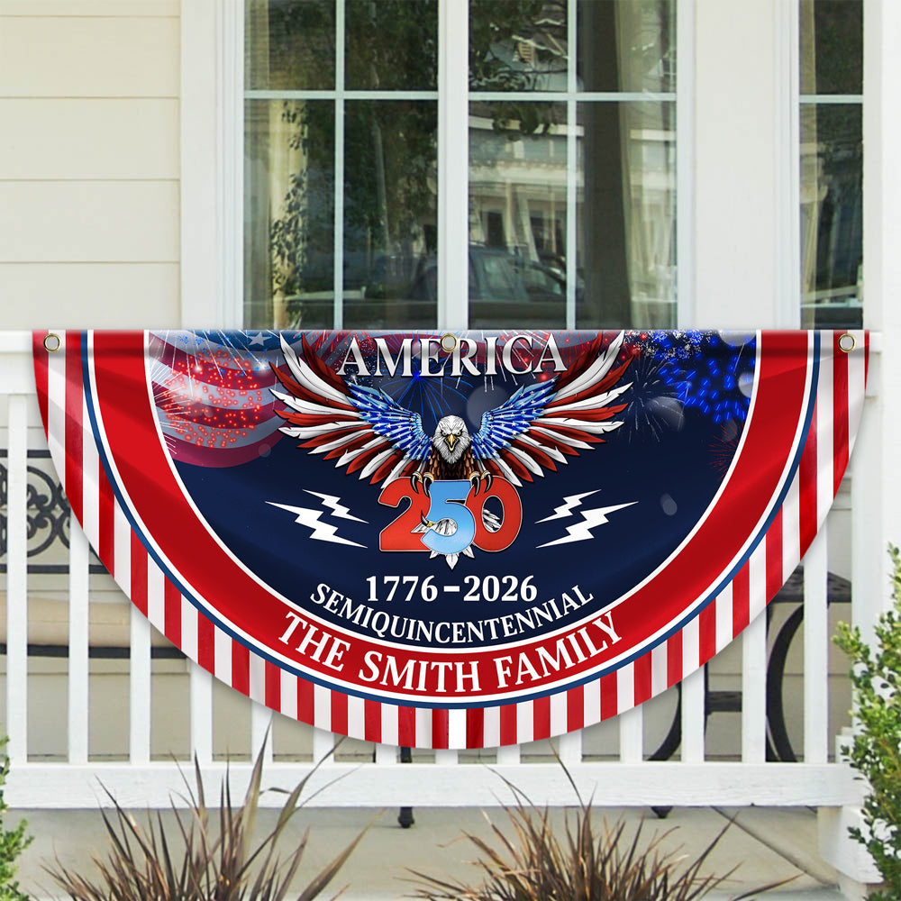 Custom Family Name 250 Years America Semiquincentennial Pleated Fan Flag TH10 898017