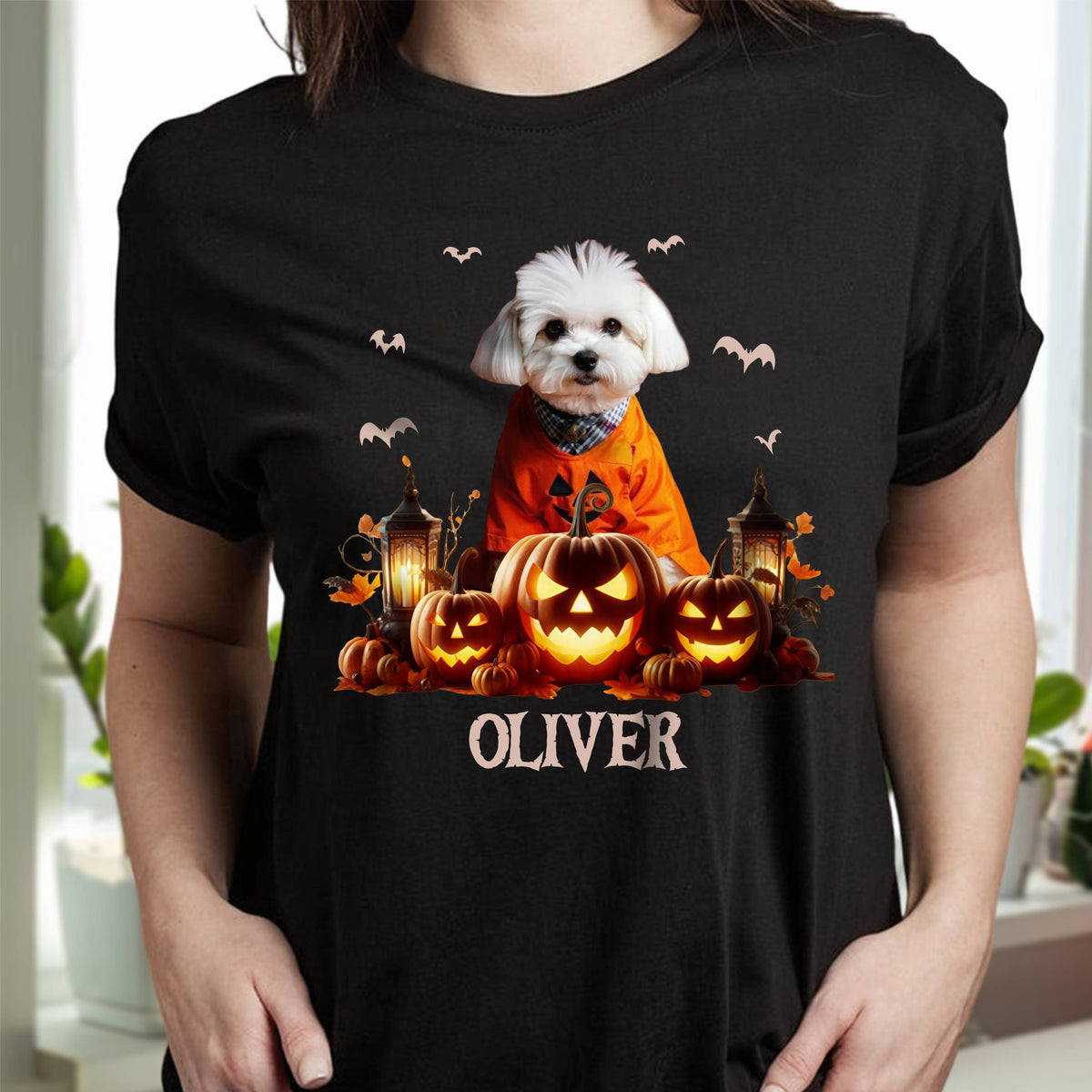 Custom Dog Cat Photo Spooky Season Halloween Dark Shirt HO82 894998