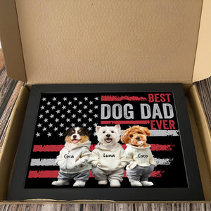 Custom Photo Best Dog Cat Dad Ever US Flag Picture Frame Father's Day Gift HA75 892076