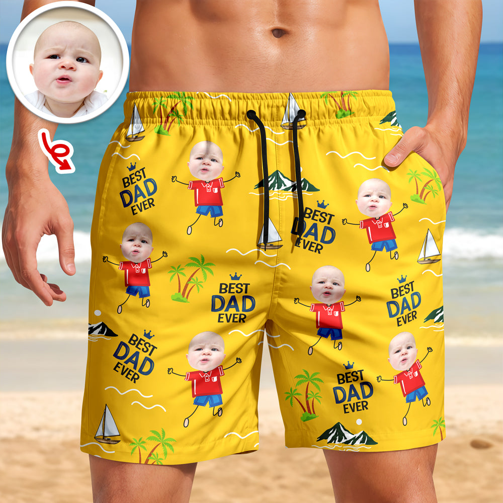 Custom Face Best Dad Ever Beach Shorts Gift For Father's Day CH07 911460