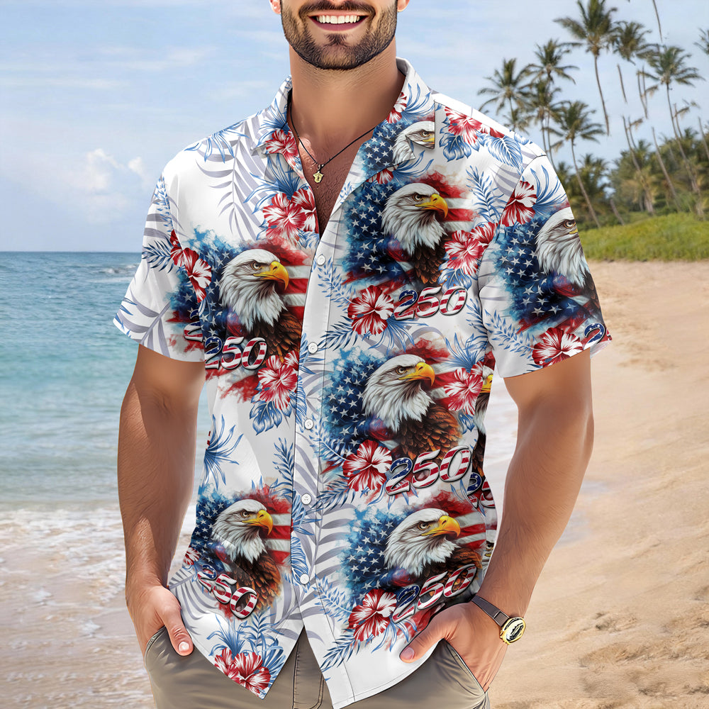 USA 250 Anniversary Eagle 1776-2026 Patriotic Hawaii Shirt HA75 920190
