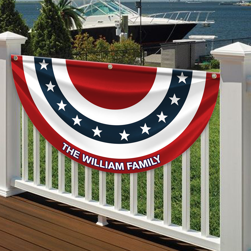 Custom Family Name America Non-Pleated Fan Flag TH10 896433