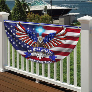 Custom Family One Nation Under God Non-Pleated Fan Flag TH10 896435