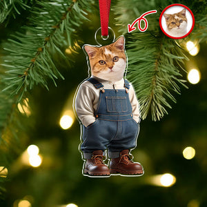 Custom Photo Cool Cat Career Uniforms Acrylic Ornament For Cat Lovers HA75 897152