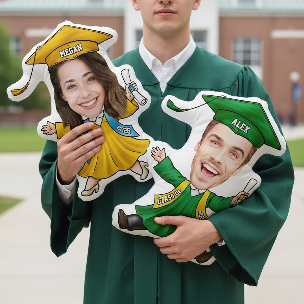 Custom Funny Face Class of 2026 Graduation Shaped Pillow, Senior Gift LM32 899337