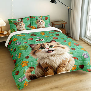 Custom 3D Cat Fish Bone Brick Pattern - 3D Inflated Effect Quilt Bedding Set LM32 897147