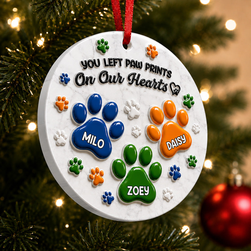 Personalized Pet Paw Dog Memorial 3D Raised Ornament Pet Loss Memorial Keepsake CH07 180384