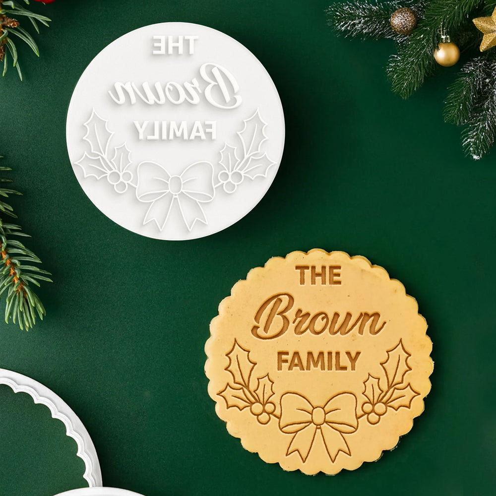 Custom Family Name Christmas Cookie Stamp – Personalized Holiday Baking Gift LM32 669697