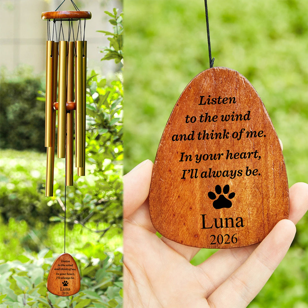 Custom Name Pet Memorial Wind Chimes – Personalized Sympathy Gift for Pet Loss HO82 903158