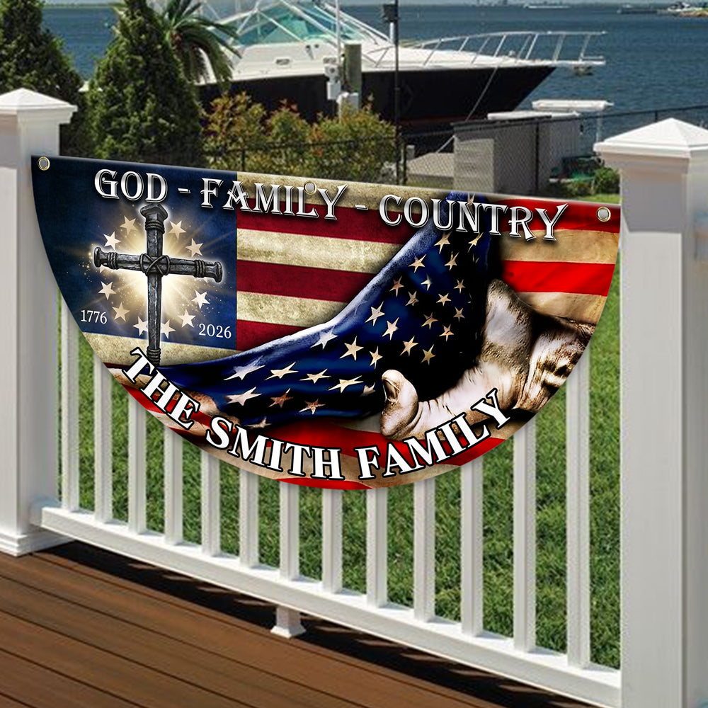 Custom Family Name 250 Years of Blessing 1776 - 2026 Non-Pleated Fan Flag HA75 920376