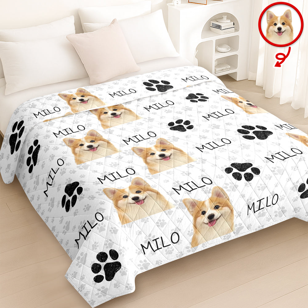 Custom Photo And Name On Quilt Blanket For Dog Lover LM32 897303