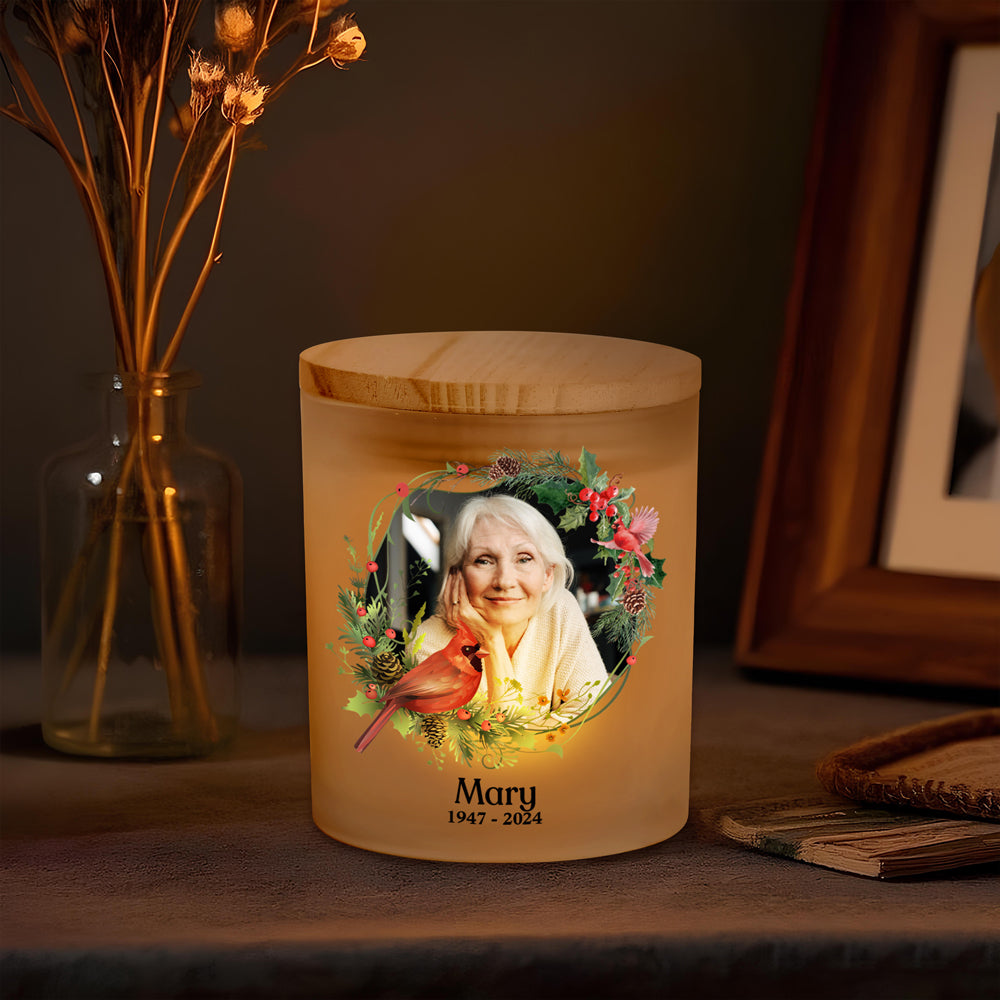 Custom Photo In Loving Memory Of Precious Moments Memorial Glass Jar With LED Candle LM32 893493