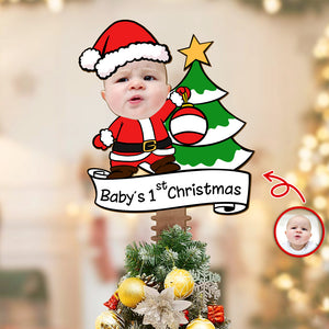 Custom Photo Baby's 1st Christmas Tree Topper Decor For Christmas CH07 896650