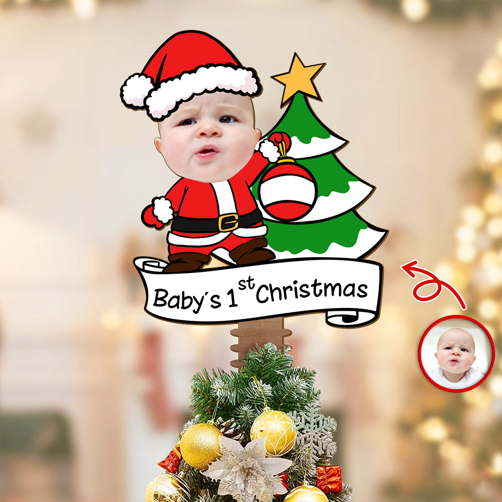 Custom Photo Baby's 1st Christmas Tree Topper Decor For Christmas CH07 896650