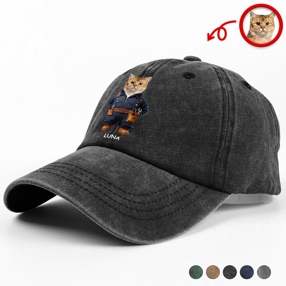 Custom Photo Name Dog Cat Career Uniforms Washed Denim Baseball Cap For Dog Pet Lover HA75 897606