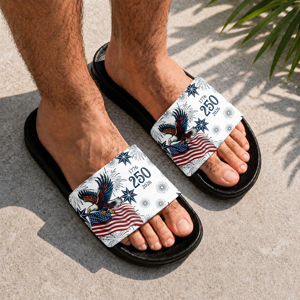 Personalized USA 250 Anniversary Eagle 1776-2026 Slide Sandals LM32 669117