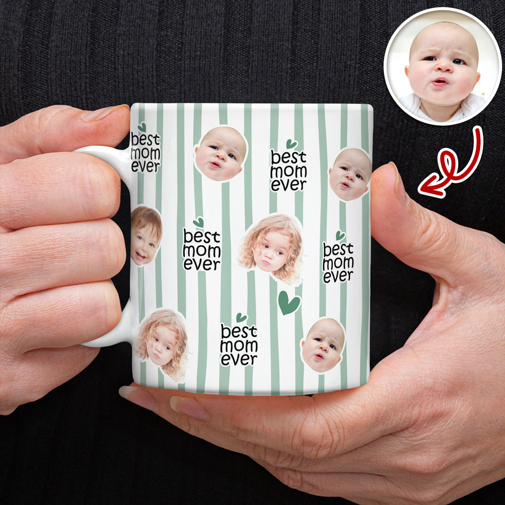 Custom Baby Face Best Mom Ever Print Full Mug - Personalized Gift for Mom, Grandma LM32 669021