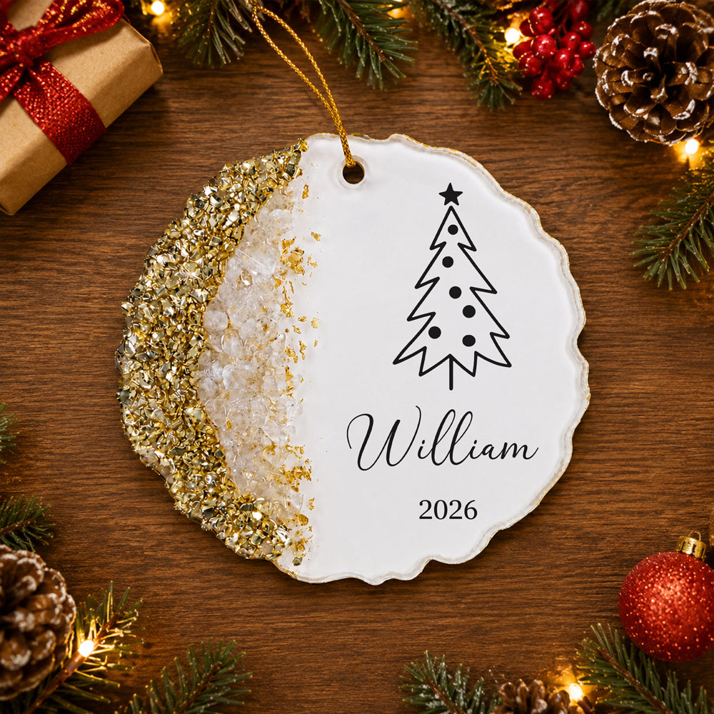Custom Name Christmas Tree Resin Ornament, Personalized Holiday Decoration, Christmas Keepsake Gift CH07 180506