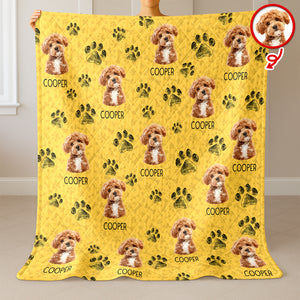 Custom Photo With Dog Cat Paw Quilt Blanket For Dog Cat Lovers LM32 897301