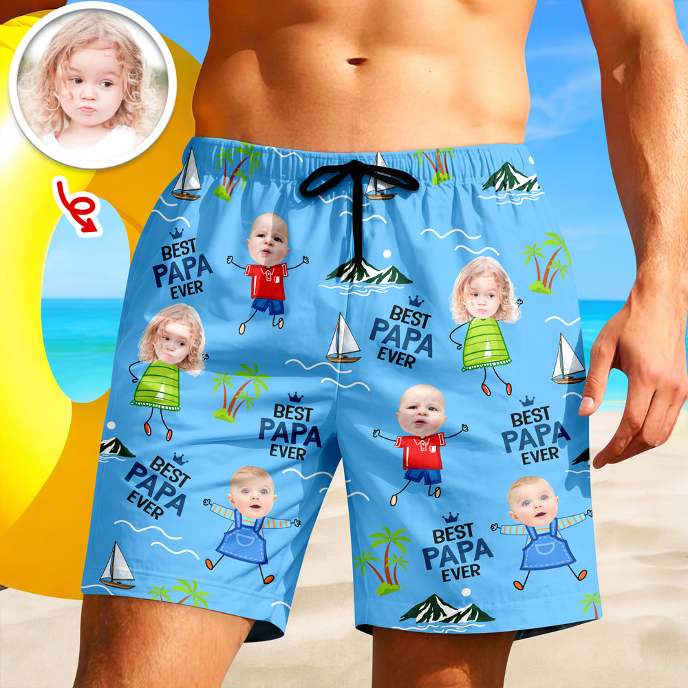 Custom Face Best Dad Ever Beach Shorts Gift For Father's Day CH07 911460