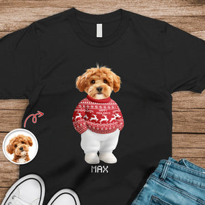 Custom Photo Dog Cat Xmas Clothes Christmas Dark Shirt Gift For Dog Cat Pet Lover HA75 898270
