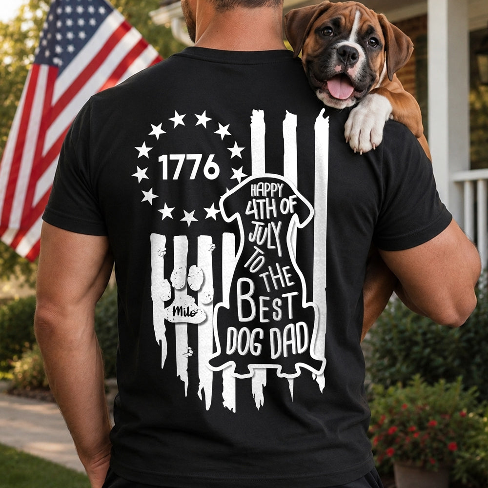 Personalized Happy 4th Of July To The Best Dog Dad Back Comfort Shirt LM32 669221
