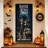 Personalized Welcome, Foolish Mortals Gothic Skeleton Family Halloween Door Cover CH07 180202