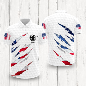 Personalized Golf Ball Pattern America Flag Polo Shirt Gift For Golfer, Golf Lovers HA75 898576